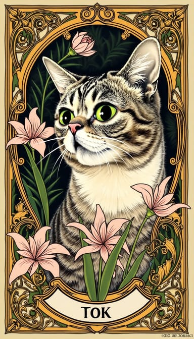 Art nouveau style cat portrait