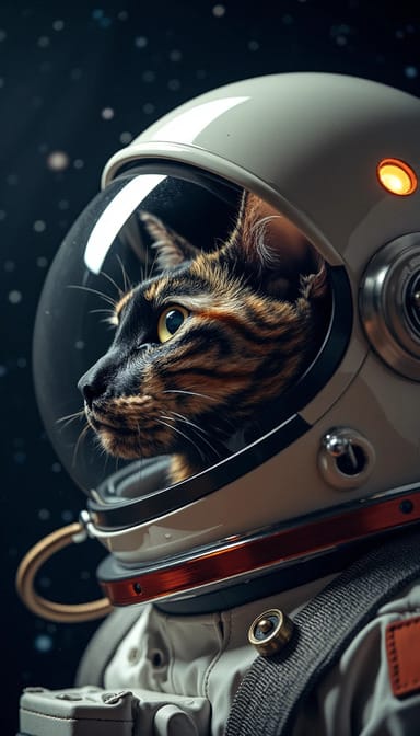 Astronaut style cat portrait