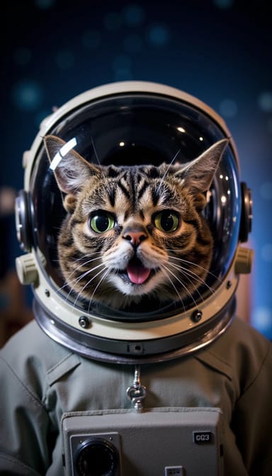 Astronaut style cat portrait