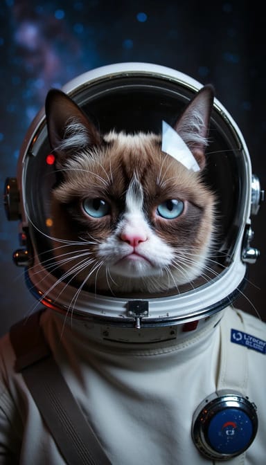 Astronaut style cat portrait