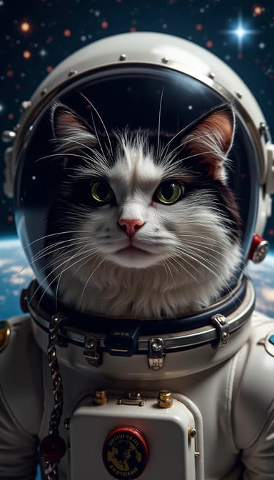 Astronaut style cat portrait