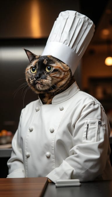 Chef style cat portrait