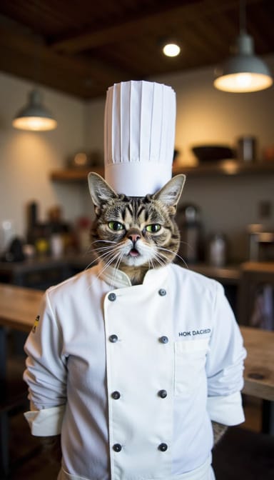 Chef style cat portrait