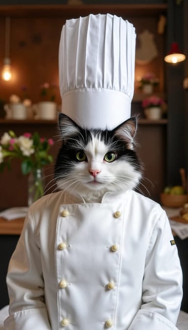 Chef style cat portrait