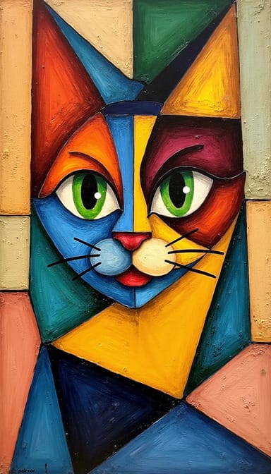 Cubist style cat portrait