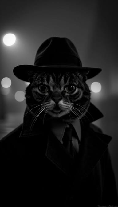 Detective style cat portrait