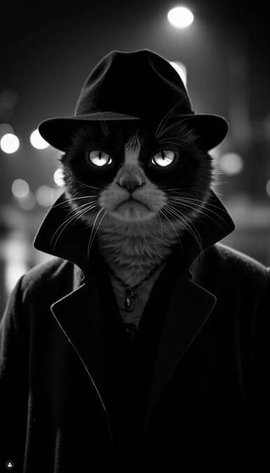 Detective style cat portrait