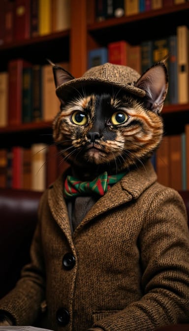 Detective style cat portrait