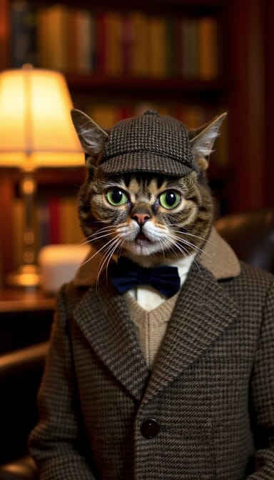 Detective style cat portrait