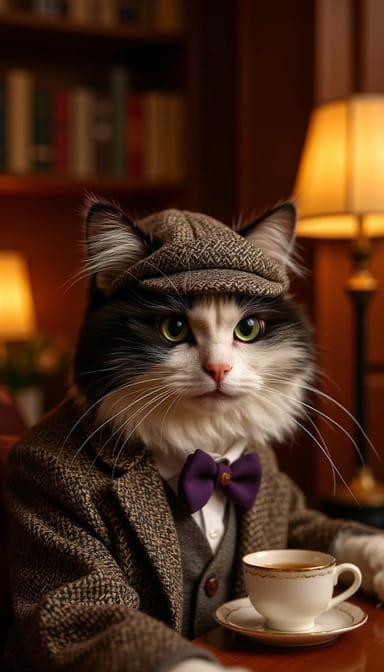 Detective style cat portrait