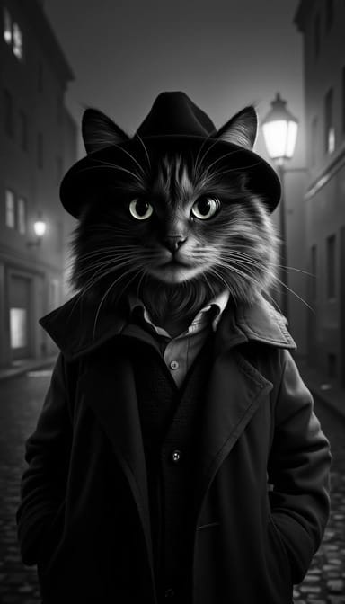 Detective style cat portrait