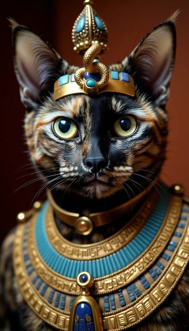 Egyptian pharaoh style cat portrait