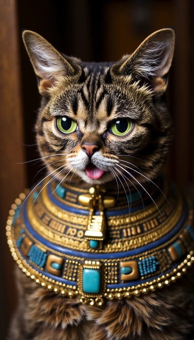 Egyptian pharaoh style cat portrait