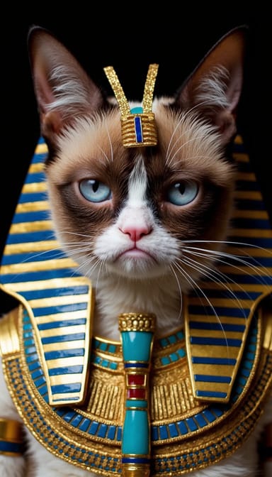 Egyptian pharaoh style cat portrait