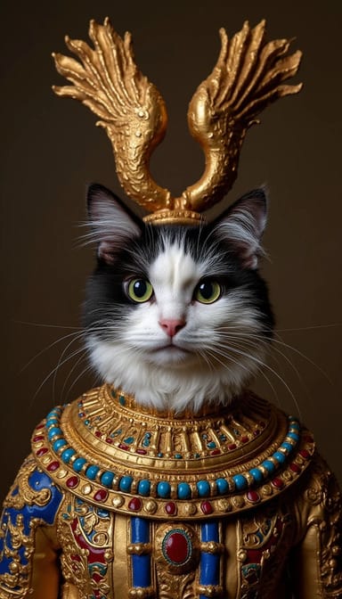 Egyptian pharaoh style cat portrait