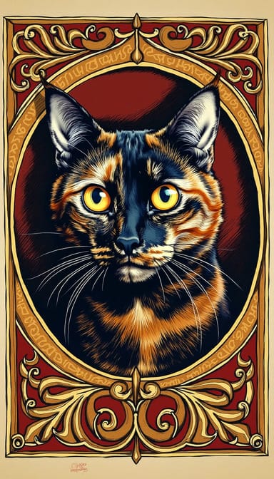 Gothic medieval style cat portrait