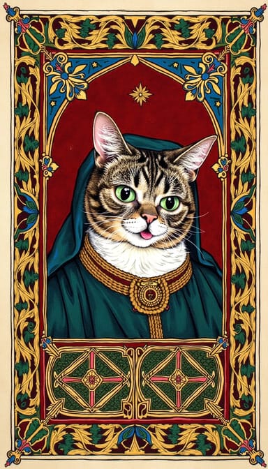 Gothic medieval style cat portrait