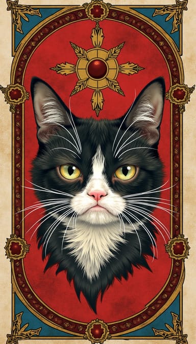 Gothic medieval style cat portrait