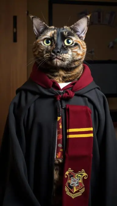 Harry potter wizard.webp style cat portrait