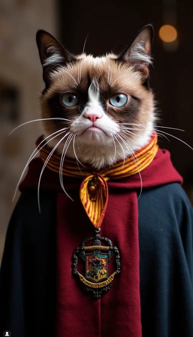 Harry potter wizard style cat portrait