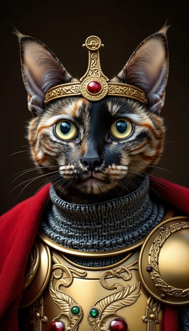 King arthur style cat portrait