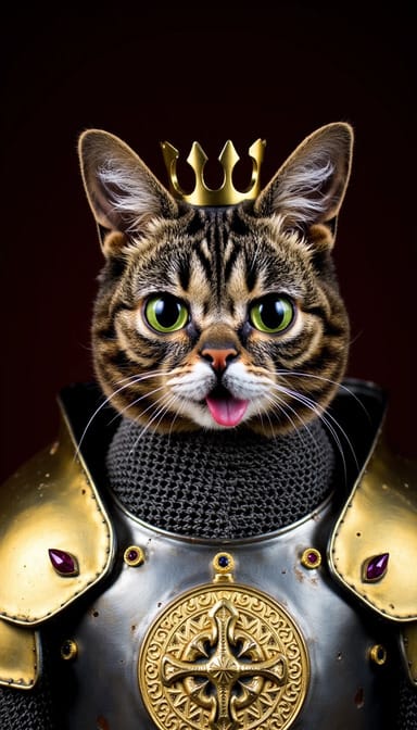 King arthur style cat portrait