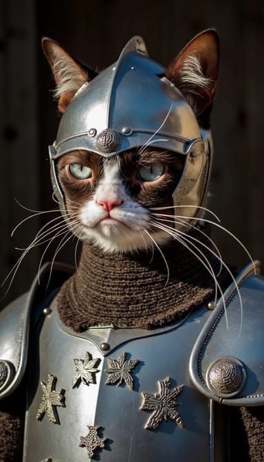 Knight style cat portrait