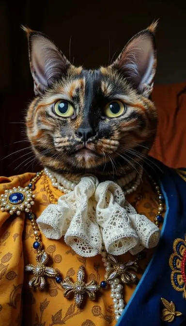 Louis xiv.webp style cat portrait