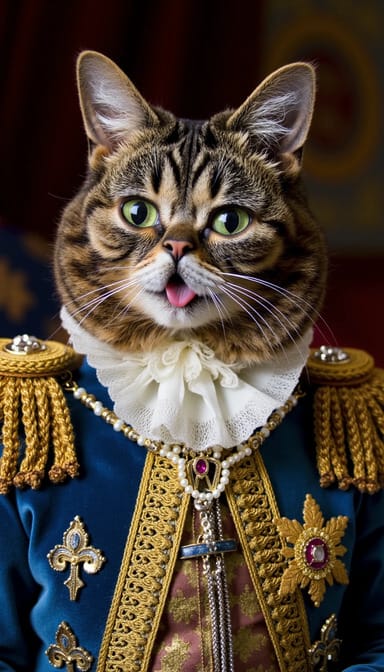 Louis xiv style cat portrait