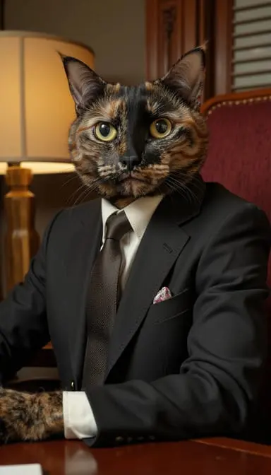 Mad men.webp style cat portrait