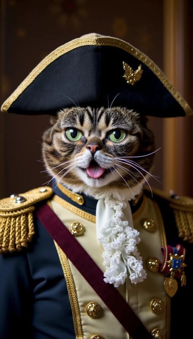 Napoleon style cat portrait