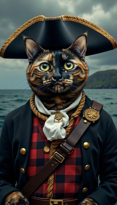 Pirate style cat portrait