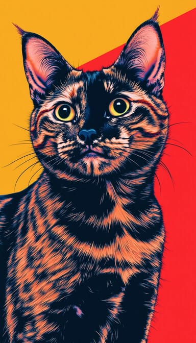 Pop art style cat portrait