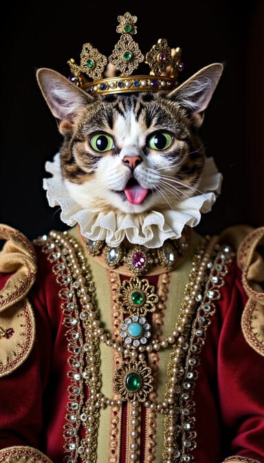 Queen elizabeth style cat portrait