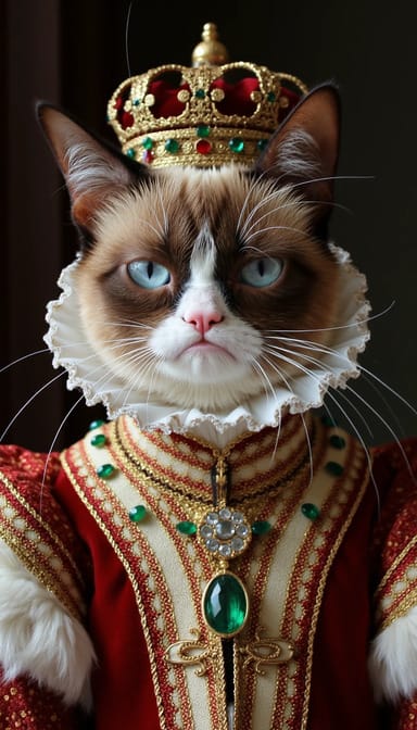 Queen elizabeth style cat portrait