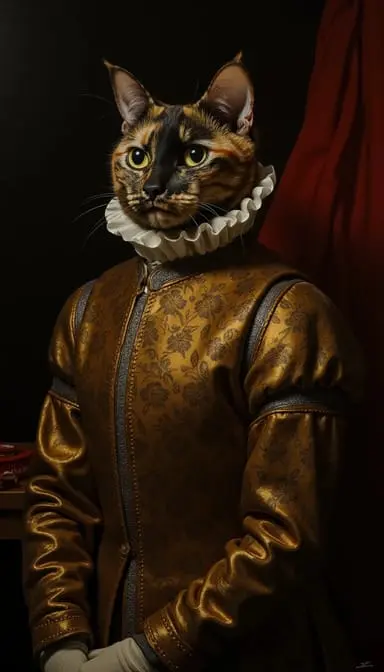 Renaissance masterpiece.webp style cat portrait