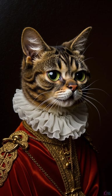 Renaissance masterpiece style cat portrait