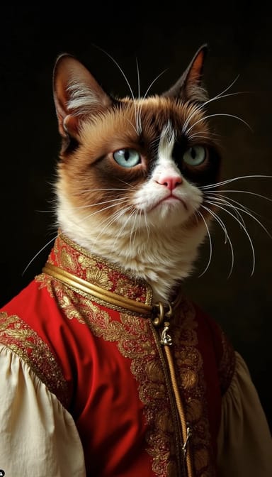 Renaissance masterpiece style cat portrait