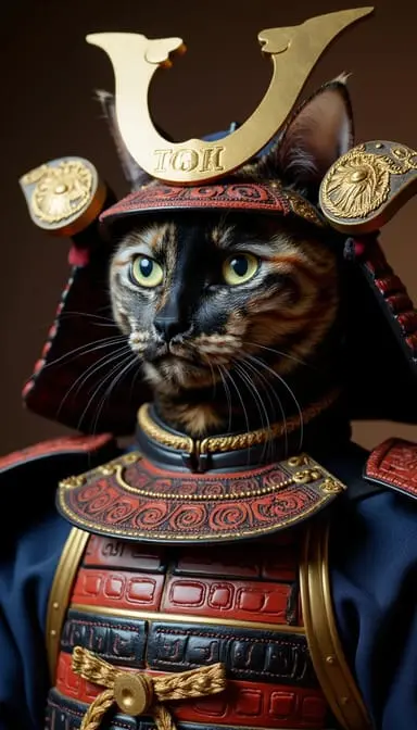 Samurai warrior.webp style cat portrait