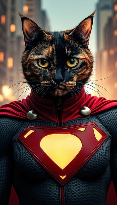 Superhero style cat portrait