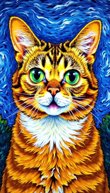 Van gogh style cat portrait