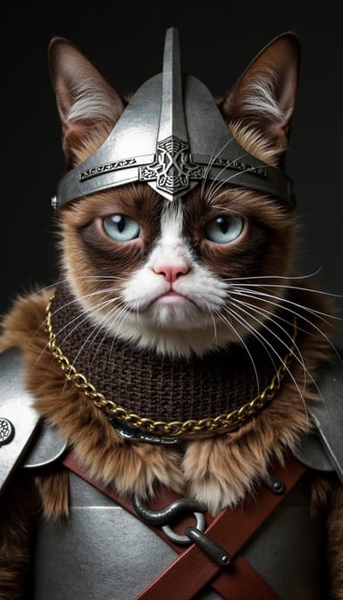 Viking warrior style cat portrait