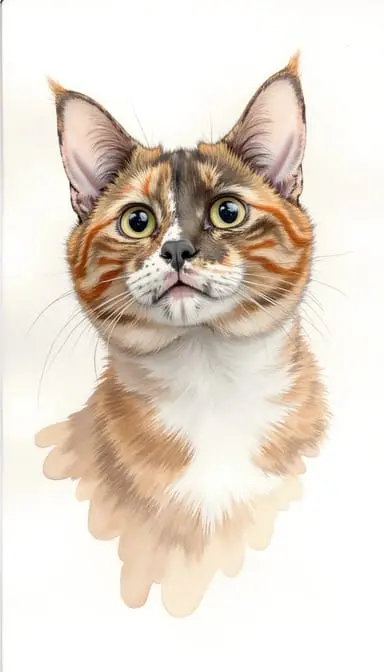 Watercolour.webp style cat portrait