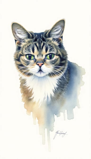 Watercolour style cat portrait