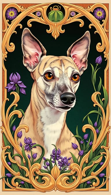 Art nouveau style dog portrait