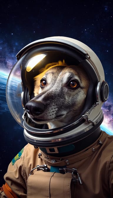 Astronaut style dog portrait