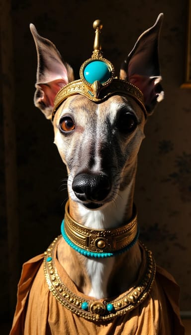 AI-generated cleopatra dog portrait