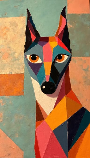 Cubist style dog portrait