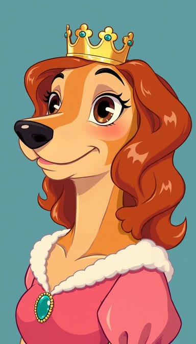 Disney princess style dog portrait