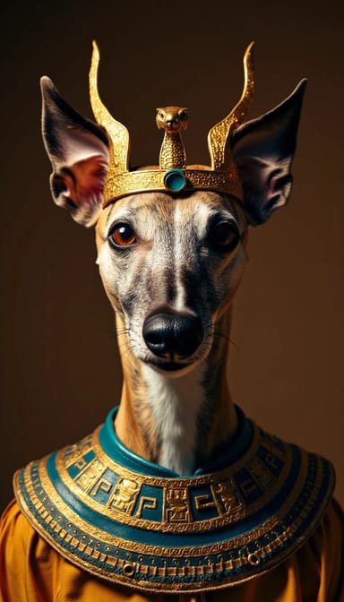 Egyptian pharaoh style dog portrait